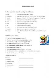 English Worksheet: Football word guide - World Cup 2010