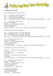 English Worksheet: An Itsy Bitsy Teeny Weeny Polka-Dot Bikini (past simple/present simple)