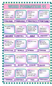 English Worksheet: Word formation 11