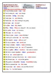 English Worksheet: click on1  revision