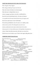 English Worksheet: Revision for 1st year Bachillerato reported speech, relatives, passive,conditionals and tenses.