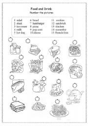 English Worksheet: food and drink