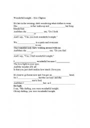 English Worksheet: Wonderful Tonight