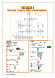 English Worksheet: time flash a, units 1a-8a, the big vocabulary revision crossword