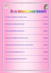 English Worksheet: Do as shown between brackets