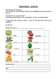 English worksheet: Vegetable survey