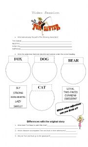 English Worksheet: The Adventures of Tom Sawyer - video session