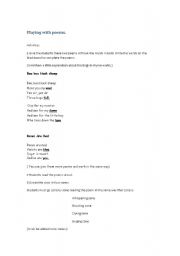 English Worksheet: Playing with poems