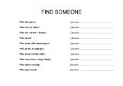 English worksheet: FIND SOMEONE