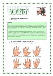 English Worksheet: PALMISTRY . The art of hand reading