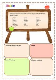 English worksheet: Medicine