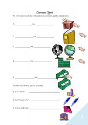 English Worksheet: Classroom objects