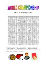 English Worksheet: World Championship - Where are the football words?