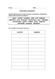 English Worksheet: Antonyms worksheet