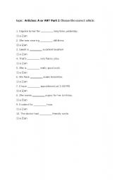 English worksheet: Articles1