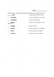 English worksheet: School Subjects Worksheet
