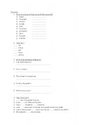 English Worksheet: Plurals and articles
