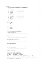 English worksheet: Plurals and articles