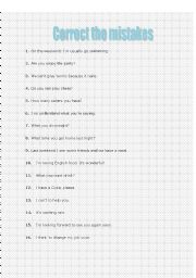 English Worksheet: Editing + than 30 sentences with many different types of mistakes