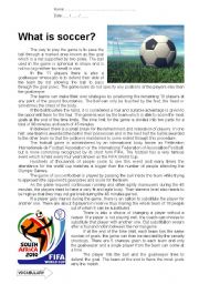 English Worksheet: What Is Soccer