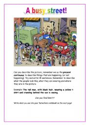 English Worksheet: A busy street (Picture description)