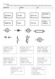 English Worksheet: Electrical symbols match up