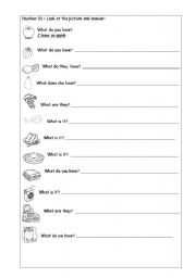 English worksheet: what do you have
