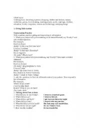 English Worksheet: speaking material