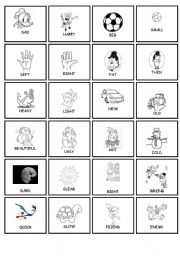 English Worksheet: memory game about opposites