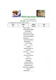 English Worksheet: Waka Waka - World cup Soccer : theme song