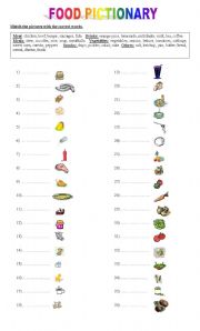 English Worksheet: FOOD  PICTIONARY