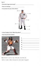 English Worksheet: Baseball