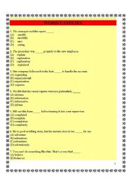 English worksheet: Words family