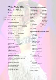 English Worksheet: Waka Waka This time for Africa by Shakira