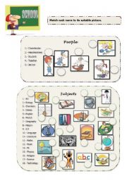 English Worksheet: School: People, Subjects & Objects