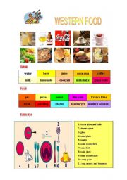 English worksheet: western food