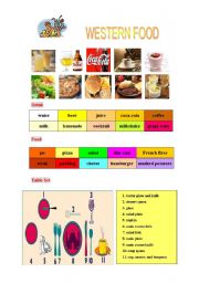 English Worksheet: western food