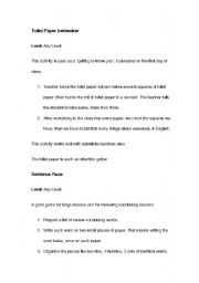 English worksheet: GAMES AT CLASS