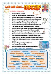 English Worksheet: LETS TALK ABOUT GOSSIP (SPEAKING SERIES 44)