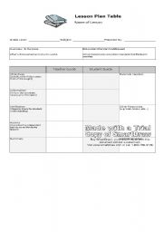 English worksheet: lesson plan 