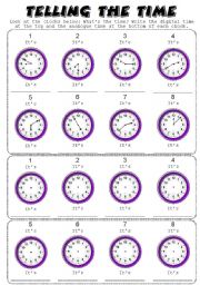 English Worksheet: Telling the time