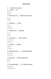 English worksheet: REPORTED SPEECH