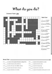 English Worksheet: Crossword Jobs