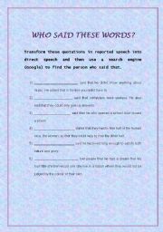 English worksheet: Quotations