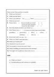 English Worksheet: Getting To Know You