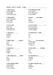 English Worksheet: test 3rd grade