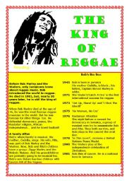 English Worksheet: The King of Reaggae