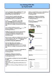 English Worksheet: You belong with me, by Taylor Swift