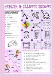 English Worksheet: HEALTH & ILLNESS IDIOMS