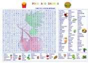 WORDSEARCH FOOD AND DRINKS